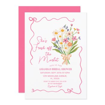 flowers bouquet off the market bridal shower  invitation