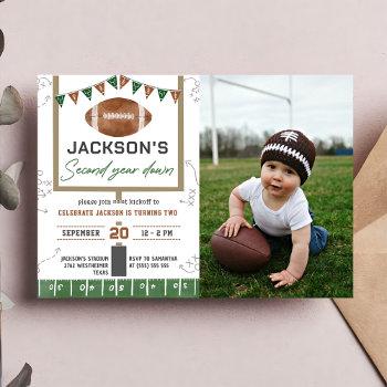 Football 2nd Birthday Party Photo Invitation Front View