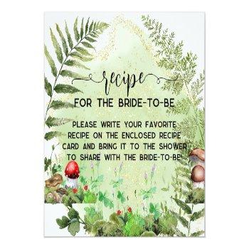 Forest Mushrooms Greenery Ferns Recipe Request Enclosure Card Front View