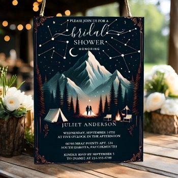 forest wood sky tree fire camping bridal shower invitation