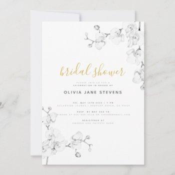 formal modern gold ivory orchids bridal shower invitation