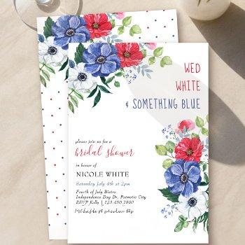 fourth july wed white something blue bridal shower invitation