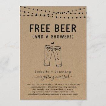 free beer funny couple's bridal wedding shower invitation