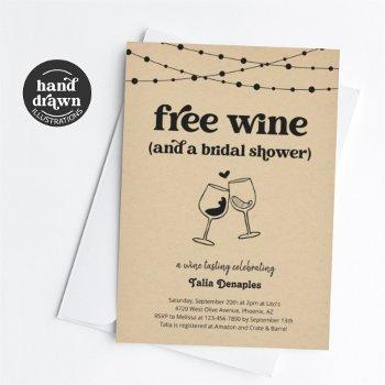 free wine funny wine tasting bridal shower invitation