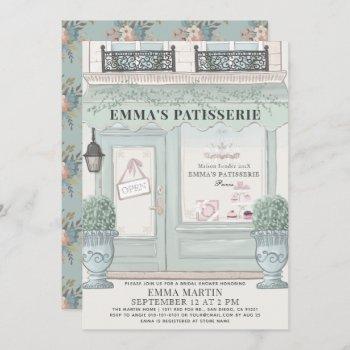french bakery patisserie paris green bridal shower invitation