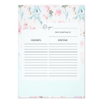 French Garden Floral Peony Bridal Shower Recipe Enclosure Card Front View