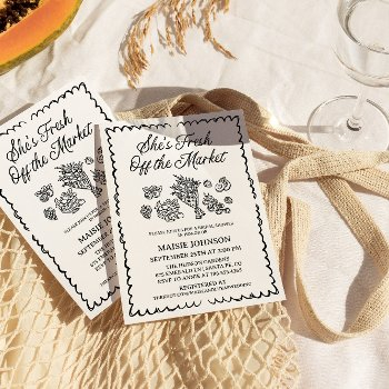 fresh off the market bridal shower, farmers market invitation