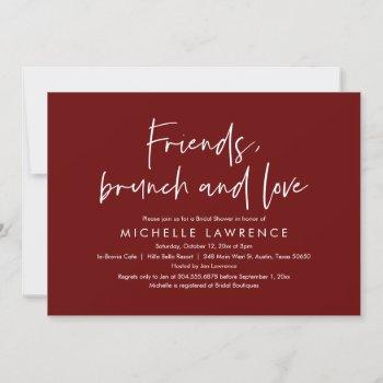 friends, brunch and love, casual bridal shower  invitation