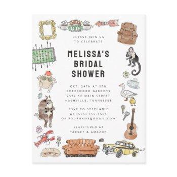 friends™ watercolor icons bridal shower postcard