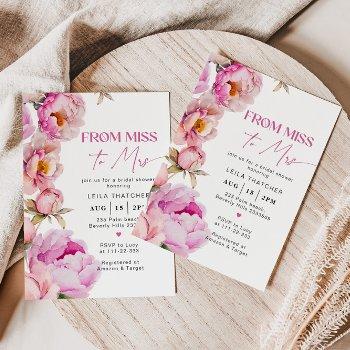 from miss to mrs bright pink bridal shower invitation