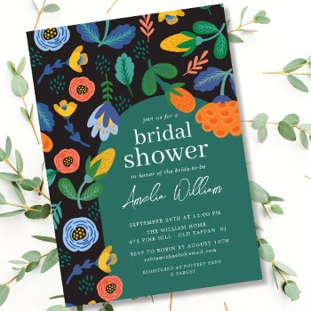 fun colorful floral bridal shower invitation