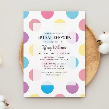 fun retro pastel colors polka dots bridal shower invitation