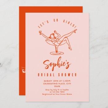 funky hand drawn scribble retro bridal shower invitation