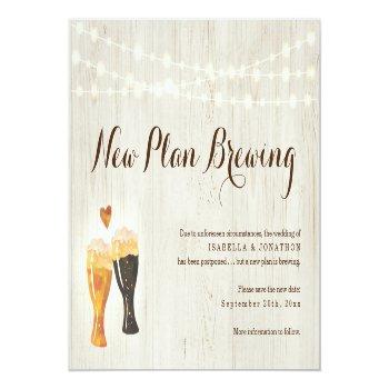 Funny Beer Wedding Postponed Announcement Postcard Front View