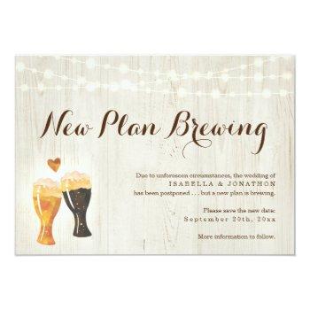 Funny Beer Wedding Postponement Announcement Front View