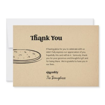 funny free pizza wedding thank you card