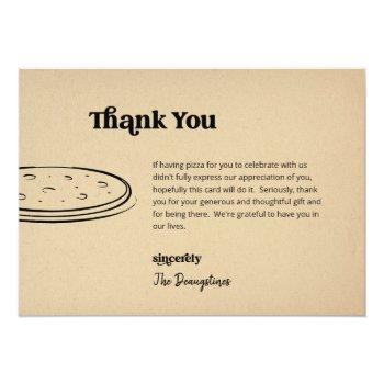 Funny Free Pizza Wedding Thank You Card Front View