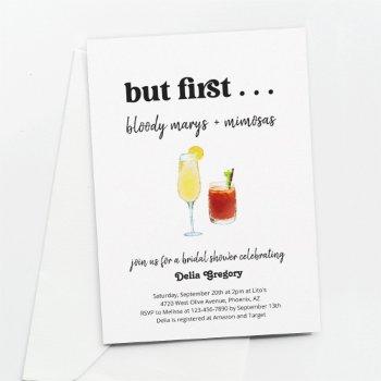 funny mimosa and bloody mary bridal shower invitation