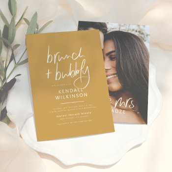 future mrs | boho mustard bridal & brunch bubbly invitation