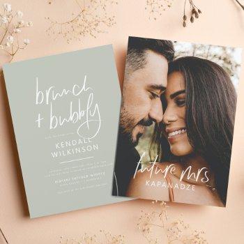 future mrs sage green brunch & bubbly custom photo invitation