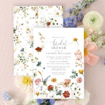 garden flowers botanical script bridal shower  invitation