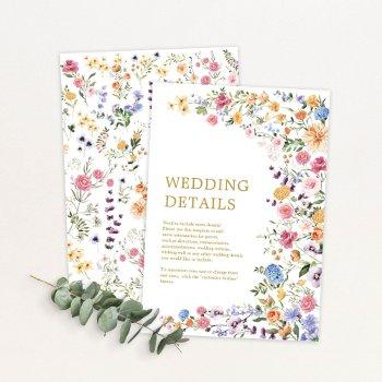 garden flowers spring wildflower wedding details enclosure card