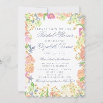 garden party floral bridal shower invitation