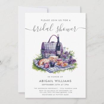 garden party picnic lavender floral bridal shower  invitation