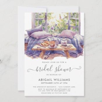 garden party picnic lavender floral bridal shower  invitation