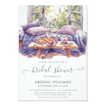 Garden Party Picnic Lavender Floral Bridal Shower  Invitation Front View