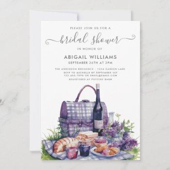 garden party picnic lavender floral bridal shower  invitation