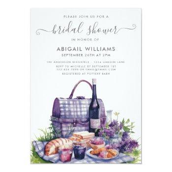 Garden Party Picnic Lavender Floral Bridal Shower  Invitation Front View