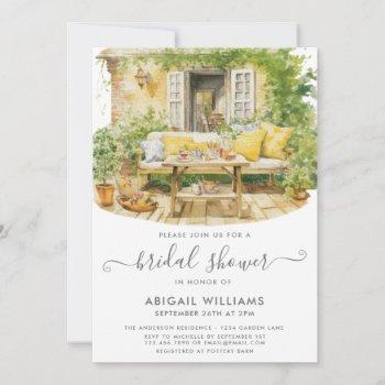 garden party picnic yellow lemon bridal shower invitation