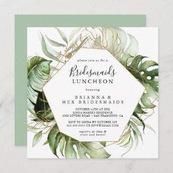 geometric gold green bridesmaids luncheon shower invitation