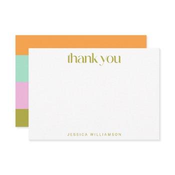 geometric stripe green pastel custom bridal shower thank you card