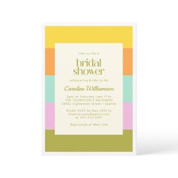 geometric stripes bright pastels bridal shower invitation