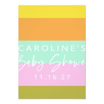 Geometric Stripes Pastel Mint Pink Bridal Shower Can Cooler Front View