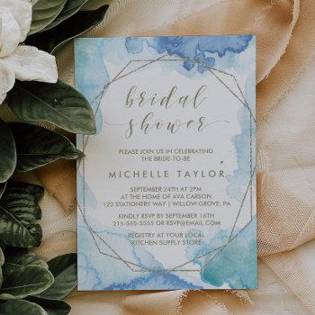 geometric watercolor bridal shower invitation