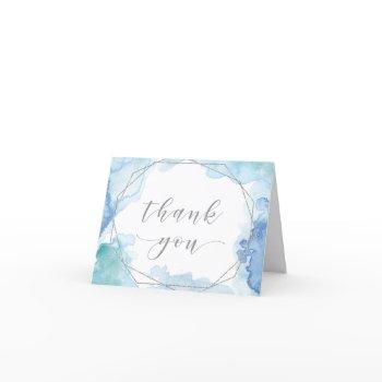 geometric watercolor | silver wedding thank you card