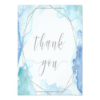 Geometric Watercolor | Silver Wedding Thank You Card Front View