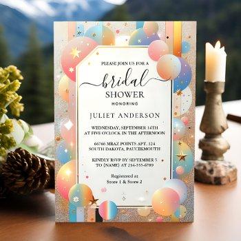 get glam bright pastel ombre glitter bridal shower invitation