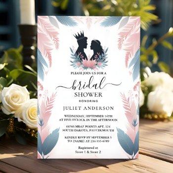 get long tulle regal glam blush pink bridal shower invitation