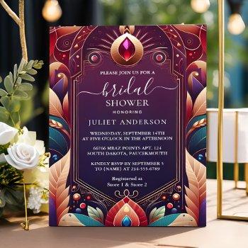 get soft teal fall bold jewel tone bridal shower invitation