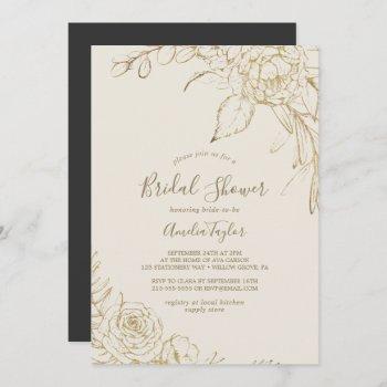 gilded floral | cream and gold bridal shower invitation