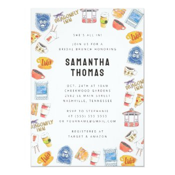 Gilmore Girls Watercolor Icons Bridal Brunch Invitation Front View