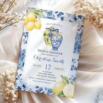 ginger jar lemon chinoiserie bridal shower invitation