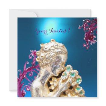 girl with flowers ,blue sapphire invitation