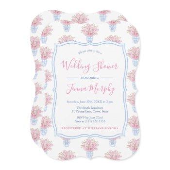 girly feminine pink floral chintz bridal shower invitation