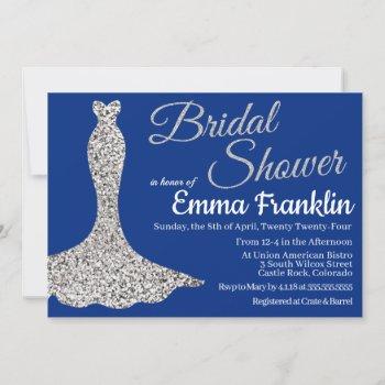 glam bling & blue bridal shower invitation
