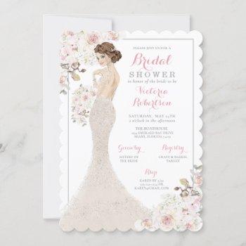  glam bride in mermaid gown bridal shower invitation